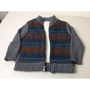 Cat & Jack Toddler Boys Full Zip Up Stand Up Collar Grey Sweater Size 2T